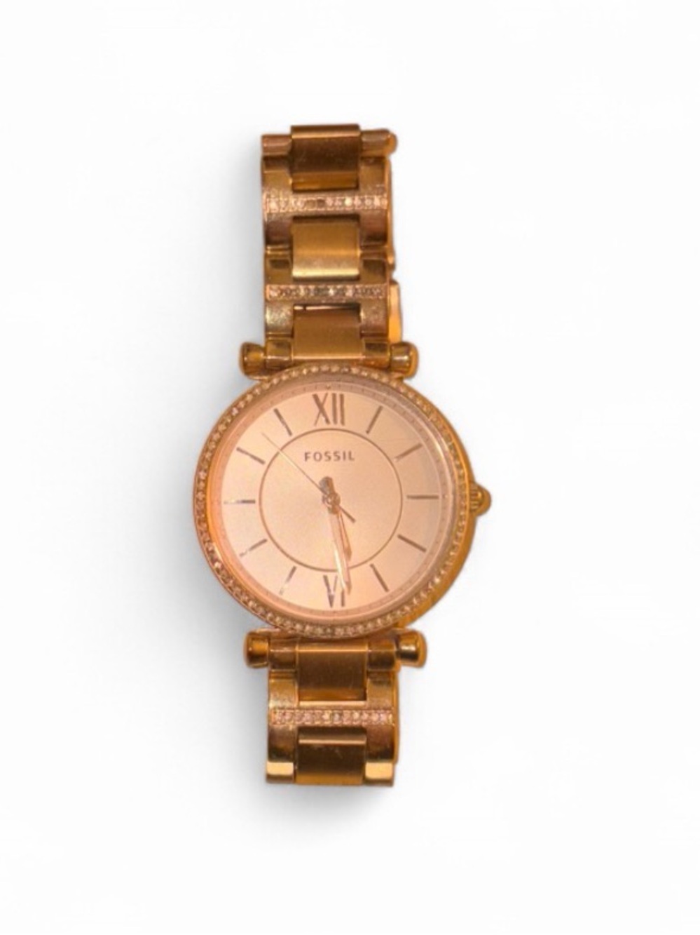 Fossil Rose Gold-Tone Women's Bracelet Watch, used & dead, needs battery
